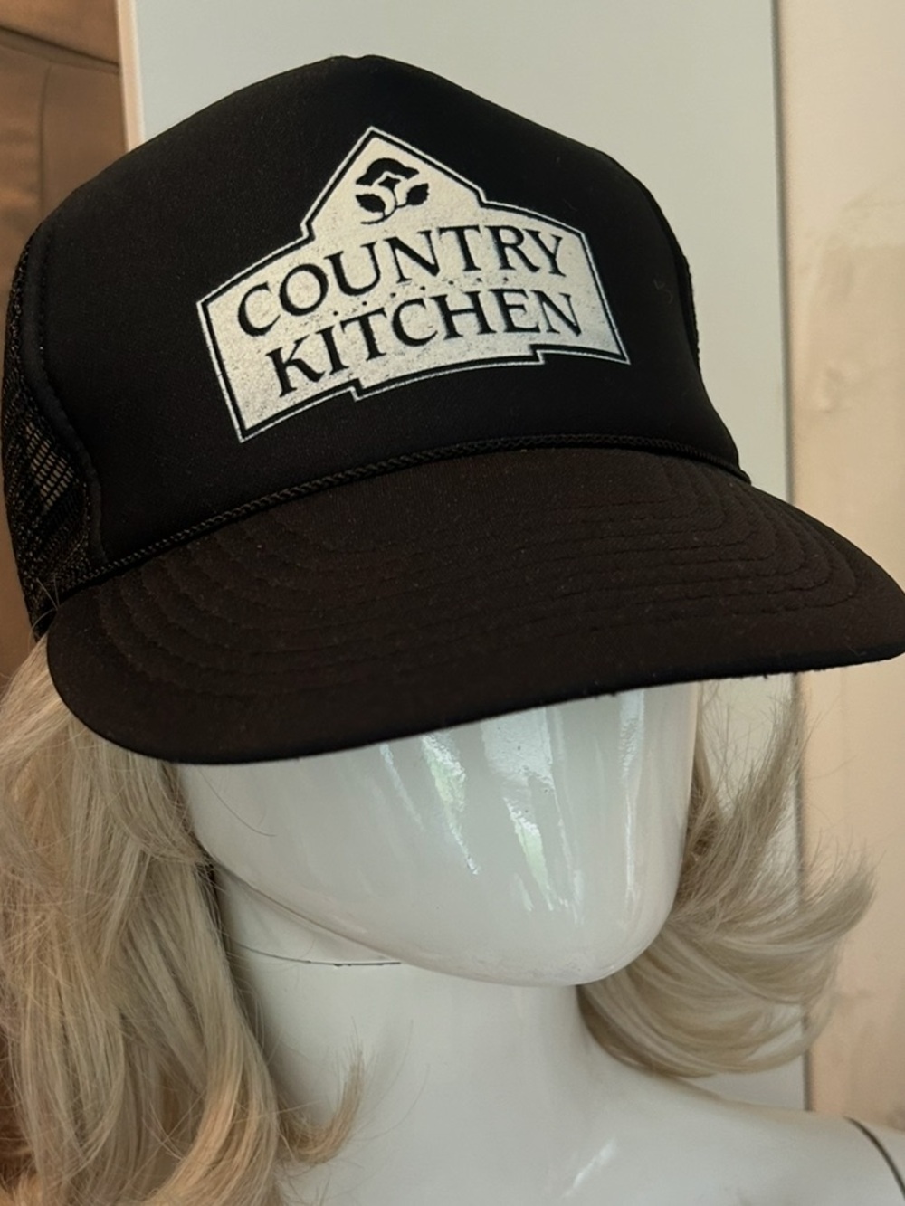 🧢✨ Vintage PROS Country Kitchen Trucker Hat Black Cream Snapback ✨UNISEX - Picture 5 of 8